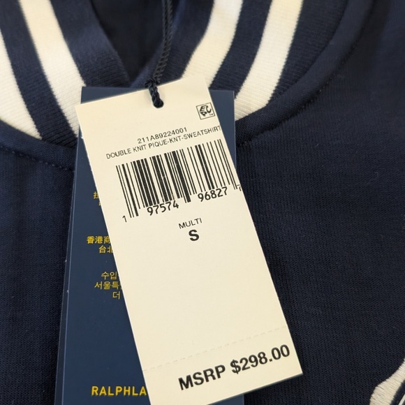 POLO RALPH LAUREN US Open Baseball Jacket Navy White Womens S NWT $298 Varsity - Picture 6 of 17